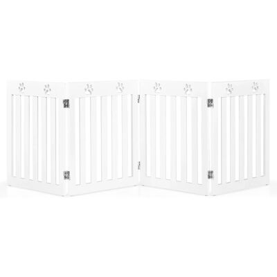 Costway Klappbar Treppengitter 60 cm Hoch 4 Paneele Weiß Costway Klappbar Treppengitter 60 cm Hoch 4 Paneele Weiß