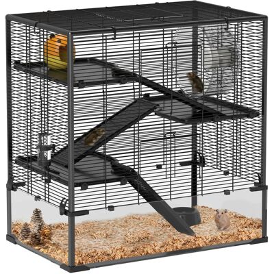 PawHut Zwerghamster-Käfig Stahl Gehärtetes Glas Schwarz 78,5L x 48,5B x 80H cm PawHut Zwerghamster-Käfig Stahl Gehärtetes Glas Schwarz 78,5L x 48,5B x 80H cm