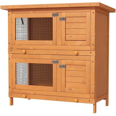 PawHut Kaninchenstall Tannenholz Kleintierhaus Gelb 90cm x 45cm x 90cm PawHut Kaninchenstall Tannenholz Kleintierhaus Gelb 90cm x 45cm x 90cm