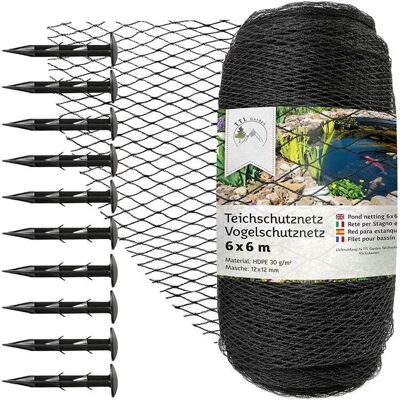 TTL GARDEN Teichschutznetz 6x6m 12x12mm 30g/m² Anthrazit Vogelschutznetz Teichnetz Laubnetz Gartennetz aus HDPE TTL GARDEN Teichschutznetz 6x6m 12x12mm 30g/m² Anthrazit Vogelschutznetz Teichnetz Laubnetz Gartennetz aus HDPE