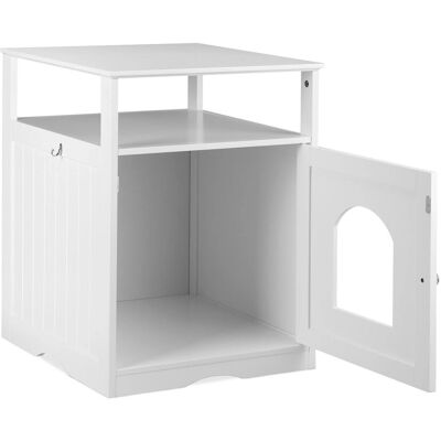 Relaxdays Katzenschrank MDF Stahl Weiß Mit Ablage 64 cm x 48 cm x 53 cm 12 kg Relaxdays Katzenschrank MDF Stahl Weiß Mit Ablage 64 cm x 48 cm x 53 cm 12 kg