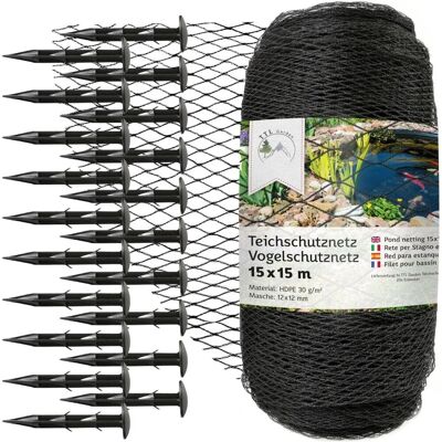 TTL GARDEN Teichschutznetz 15x15m 12x12mm 30g/m² Anthrazit Vogelschutznetz Teichnetz Laubnetz Gartennetz aus HDPE TTL GARDEN Teichschutznetz 15x15m 12x12mm 30g/m² Anthrazit Vogelschutznetz Teichnetz Laubnetz Gartennetz aus HDPE