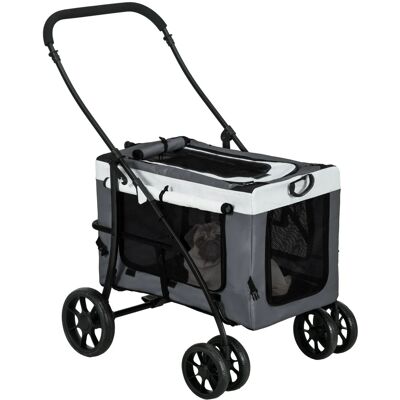 PawHut Hundebuggy 2 in 1 Hundewagen Oxford Stahl Grau 81L x 58B x 97,5H cm PawHut Hundebuggy 2 in 1 Hundewagen Oxford Stahl Grau 81L x 58B x 97,5H cm