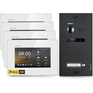 Balter EVO-HD Video-Türsprechanlage für Einfamilienhaus mit 4x 7 Zoll Monitor Weiß-Schwarz Balter EVO-HD Video-Türsprechanlage für Einfamilienhaus mit 4x 7 Zoll Monitor Weiß-Schwarz