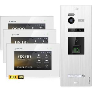 Balter EVO-HD Video-Türsprechanlage mit Fingerprint für Einfamilienhaus mit 3x 7 Zoll Monitor Silber-Weiß Balter EVO-HD Video-Türsprechanlage mit Fingerprint für Einfamilienhaus mit 3x 7 Zoll Monitor Silber-Weiß