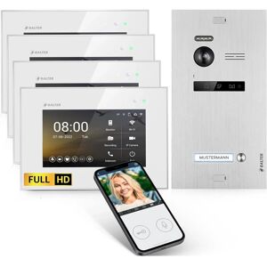 Balter EVO-HD Video-Türsprechanlage mit App für Einfamilienhaus mit 4x 7 Zoll Monitor Silber-Weiß Balter EVO-HD Video-Türsprechanlage mit App für Einfamilienhaus mit 4x 7 Zoll Monitor Silber-Weiß