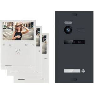 Balter Evo Quick Video Türsprechanlage für 1 Familienhaus mit 3x 4,3 Zoll Monitor 2-Draht Bus Anthrazitgrau Balter Evo Quick Video Türsprechanlage für 1 Familienhaus mit 3x 4,3 Zoll Monitor 2-Draht Bus Anthrazitgrau