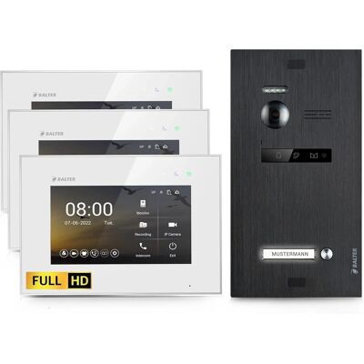 Balter EVO-HD Video-Türsprechanlage für Einfamilienhaus mit 3x 7 Zoll Monitor Weiß-Schwarz Balter EVO-HD Video-Türsprechanlage für Einfamilienhaus mit 3x 7 Zoll Monitor Weiß-Schwarz