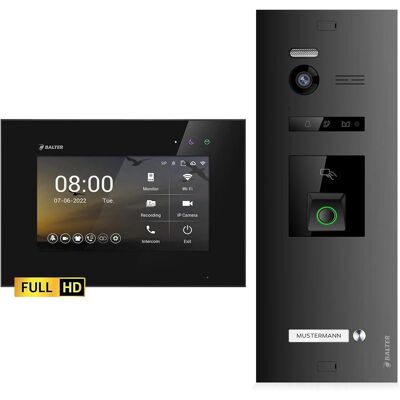 Balter EVO-HD Video-Türsprechanlage mit Fingerprint für Einfamilienhaus mit 1x 7 Zoll Monitor Schwarz Balter EVO-HD Video-Türsprechanlage mit Fingerprint für Einfamilienhaus mit 1x 7 Zoll Monitor Schwarz