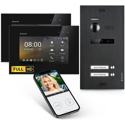 Balter EVO-HD Video-Türsprechanlage mit App für Zweifamilienhaus mit 2x 7 Zoll Monitor Schwarz Balter EVO-HD Video-Türsprechanlage mit App für Zweifamilienhaus mit 2x 7 Zoll Monitor Schwarz