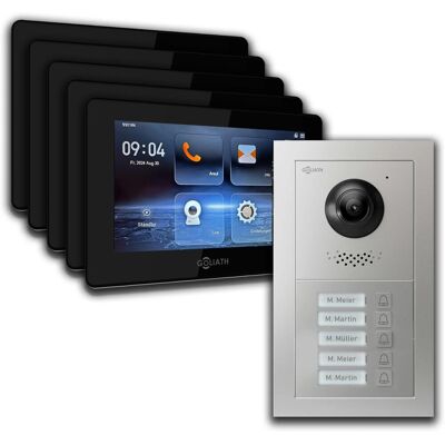Goliath intercom Goliath IP Video Türsprechanlage 5 Familienhaus 7 Zoll Schwarz App Silber Unterputz Goliath intercom Goliath IP Video Türsprechanlage 5 Familienhaus 7 Zoll Schwarz App Silber Unterputz