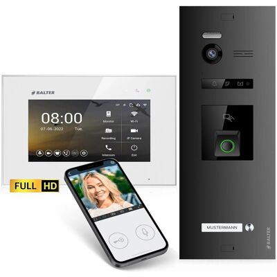 Balter EVO-HD Video-Türsprechanlage mit Fingerprint und App für Einfamilienhaus mit 1x 7 Zoll Monitor Weiß-Schwarz Balter EVO-HD Video-Türsprechanlage mit Fingerprint und App für Einfamilienhaus mit 1x 7 Zoll Monitor Weiß-Schwarz