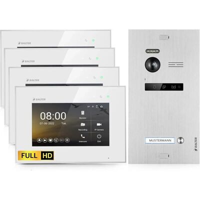 Balter EVO-HD Video-Türsprechanlage für Einfamilienhaus mit 1x 4 Zoll Monitor Silber-Weiß Balter EVO-HD Video-Türsprechanlage für Einfamilienhaus mit 1x 4 Zoll Monitor Silber-Weiß