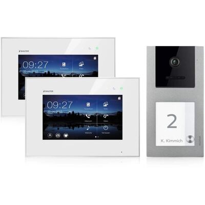 Balter EVO Video-Türsprechanlage Aufputz mit App für Einfamilienhaus mit 2x 7 Zoll Monitor Silber-Weiß Balter EVO Video-Türsprechanlage Aufputz mit App für Einfamilienhaus mit 2x 7 Zoll Monitor Silber-Weiß