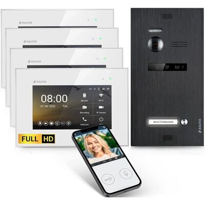Balter EVO-HD Video-Türsprechanlage mit App für Einfamilienhaus mit 4x 7 Zoll Monitor Weiß-Schwarz Balter EVO-HD Video-Türsprechanlage mit App für Einfamilienhaus mit 4x 7 Zoll Monitor Weiß-Schwarz