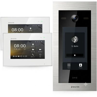 Balter EVO HD Touch Video Türsprechanlage Touchscreen RFID Einfamilienhaus 2x 7 Zoll Monitor Silber Weiß Balter EVO HD Touch Video Türsprechanlage Touchscreen RFID Einfamilienhaus 2x 7 Zoll Monitor Silber Weiß