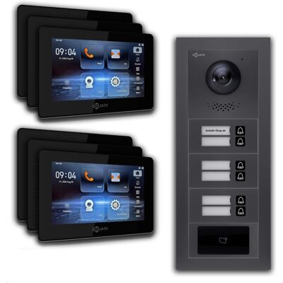Goliath intercom Goliath IP Video Türsprechanlage 6 Familienhaus 7 Zoll Schwarz RFID App Anthrazit Unterputz Goliath intercom Goliath IP Video Türsprechanlage 6 Familienhaus 7 Zoll Schwarz RFID App Anthrazit Unterputz