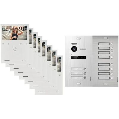 Balter Evo Quick Video Türsprechanlage für 11 Familienhaus mit 11x 4,3 Zoll Monitor 2-Draht Bus Silber Balter Evo Quick Video Türsprechanlage für 11 Familienhaus mit 11x 4,3 Zoll Monitor 2-Draht Bus Silber