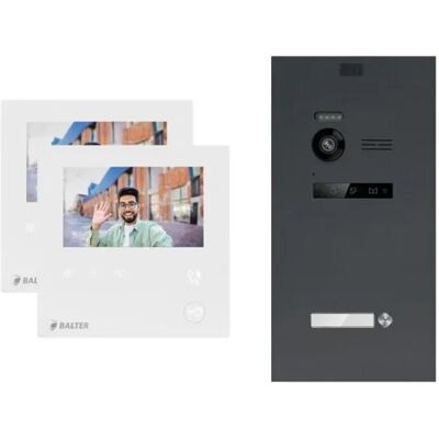 Balter Evo Mini Video Türsprechanlage mit 2x 4,3 Zoll Monitor 2-Draht Bus Komplettsystem für 1-Familienhaus Anthrazit Balter Evo Mini Video Türsprechanlage mit 2x 4,3 Zoll Monitor 2-Draht Bus Komplettsystem für 1-Familienhaus Anthrazit