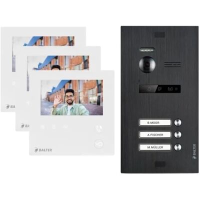 Balter Evo Mini Video Gegensprechanlage 2-Draht Bus Komplettsystem für 3-Familienhaus Schwarz Balter Evo Mini Video Gegensprechanlage 2-Draht Bus Komplettsystem für 3-Familienhaus Schwarz