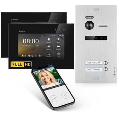 Balter EVO-HD Video-Türsprechanlage mit App für Zweifamilienhaus mit 2x 7 Zoll Monitor Silber-Schwarz Balter EVO-HD Video-Türsprechanlage mit App für Zweifamilienhaus mit 2x 7 Zoll Monitor Silber-Schwarz