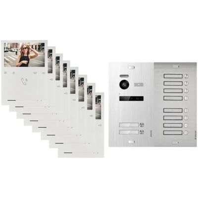 Balter Evo Quick Video Türsprechanlage für 10 Familienhaus mit 10x 4,3 Zoll Monitor 2-Draht Bus Silber Balter Evo Quick Video Türsprechanlage für 10 Familienhaus mit 10x 4,3 Zoll Monitor 2-Draht Bus Silber
