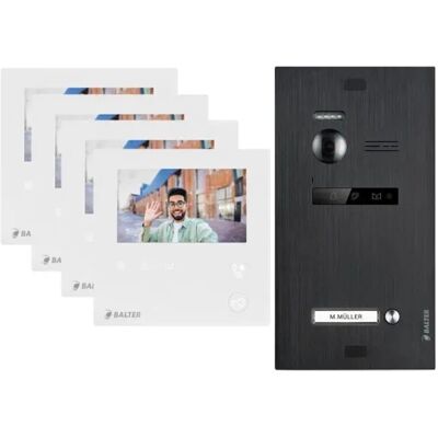 Balter Evo Mini Video Türsprechanlage 2-Draht Bus Komplettsystem für 1-Familienhaus 4x Monitore Schwarz Balter Evo Mini Video Türsprechanlage 2-Draht Bus Komplettsystem für 1-Familienhaus 4x Monitore Schwarz