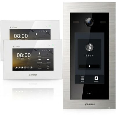 Balter EVO HD Touch Video Türsprechanlage Touchscreen RFID Zweifamilienhaus 2x 7 Zoll Monitor Silber Weiß Balter EVO HD Touch Video Türsprechanlage Touchscreen RFID Zweifamilienhaus 2x 7 Zoll Monitor Silber Weiß