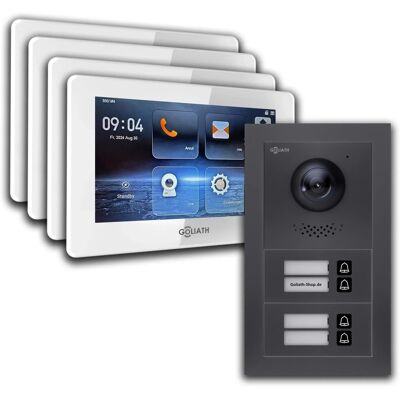 Goliath intercom Goliath 2 Draht BUS Video Türklingel 4 Familienhaus 7 Zoll Weiß App Anthrazit Unterputz Goliath intercom Goliath 2 Draht BUS Video Türklingel 4 Familienhaus 7 Zoll Weiß App Anthrazit Unterputz