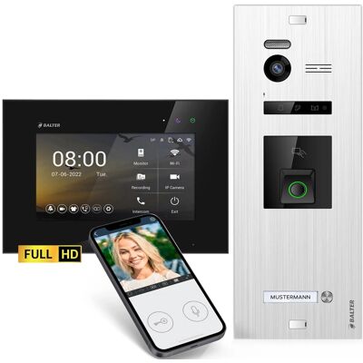 Balter EVO-HD Video-Türsprechanlage mit Fingerprint und App für Einfamilienhaus mit 1x 7 Zoll Monitor Silber-Schwarz Balter EVO-HD Video-Türsprechanlage mit Fingerprint und App für Einfamilienhaus mit 1x 7 Zoll Monitor Silber-Schwarz