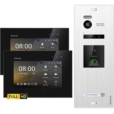Balter EVO-HD Video-Türsprechanlage mit Fingerprint für Einfamilienhaus mit 2x 7 Zoll Monitor Silber-Schwarz Balter EVO-HD Video-Türsprechanlage mit Fingerprint für Einfamilienhaus mit 2x 7 Zoll Monitor Silber-Schwarz