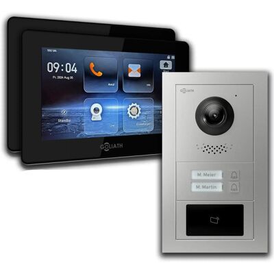 Goliath intercom Goliath 2 Draht BUS Video Türklingel 2 Familienhaus 7 Zoll Schwarz RFID Silber Unterputz Goliath intercom Goliath 2 Draht BUS Video Türklingel 2 Familienhaus 7 Zoll Schwarz RFID Silber Unterputz