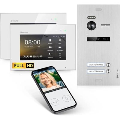 Balter EVO-HD Video-Türsprechanlage mit App für Zweifamilienhaus mit 2x 7 Zoll Monitor Silber-Weiß Balter EVO-HD Video-Türsprechanlage mit App für Zweifamilienhaus mit 2x 7 Zoll Monitor Silber-Weiß