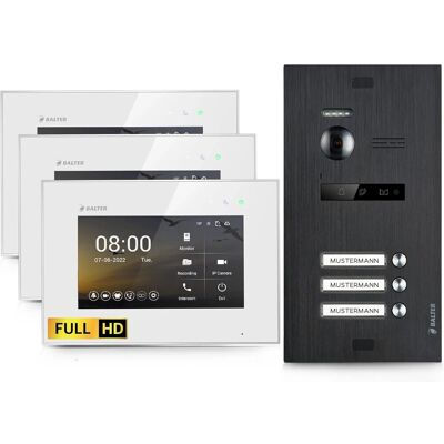 Balter EVO-HD Video-Türsprechanlage für Dreifamilienhaus mit 3x 7 Zoll Monitor Weiß-Schwarz Balter EVO-HD Video-Türsprechanlage für Dreifamilienhaus mit 3x 7 Zoll Monitor Weiß-Schwarz