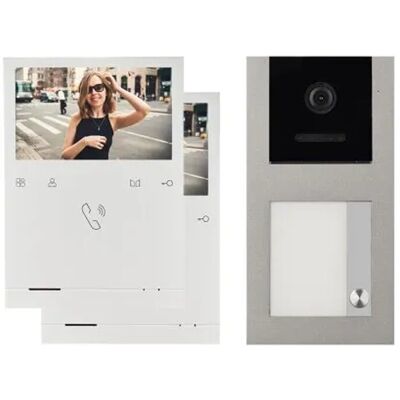 Balter Evo Quick Aufputz Video Türsprechanlage für 1 Familienhaus mit 2x 4,3 Zoll Monitor 2-Draht Bus Grau Balter Evo Quick Aufputz Video Türsprechanlage für 1 Familienhaus mit 2x 4,3 Zoll Monitor 2-Draht Bus Grau