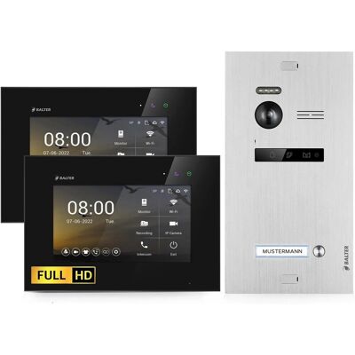 Balter EVO-HD Video-Türsprechanlage für Einfamilienhaus mit 2x 7 Zoll Monitor Silber-Schwarz Balter EVO-HD Video-Türsprechanlage für Einfamilienhaus mit 2x 7 Zoll Monitor Silber-Schwarz