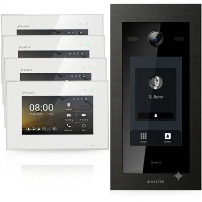 Balter EVO HD Touch Video Türsprechanlage Touchscreen RFID Einfamilienhaus 4x 7 Zoll Monitor Weiß Schwarz Balter EVO HD Touch Video Türsprechanlage Touchscreen RFID Einfamilienhaus 4x 7 Zoll Monitor Weiß Schwarz