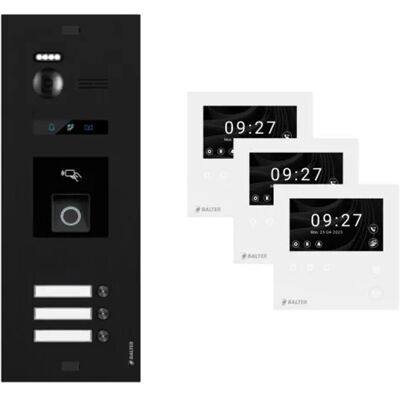 Balter Evo-HD-Mini Video Türsprechanlage mit Fingerprint Komplettset für 3-Familienhaus mit 3x 4,3 Zoll WiFi Monitor Schwarz Balter Evo-HD-Mini Video Türsprechanlage mit Fingerprint Komplettset für 3-Familienhaus mit 3x 4,3 Zoll WiFi Monitor Schwarz
