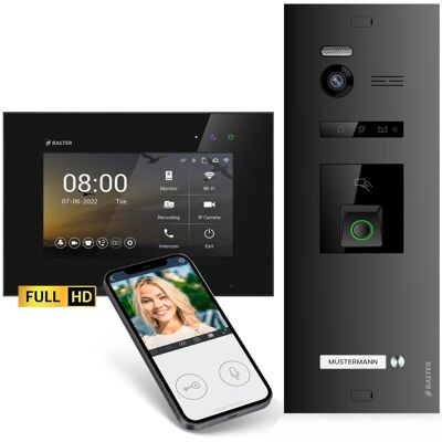Balter EVO-HD Video-Türsprechanlage mit Fingerprint und App für Einfamilienhaus mit 1x 7 Zoll Monitor Schwarz Balter EVO-HD Video-Türsprechanlage mit Fingerprint und App für Einfamilienhaus mit 1x 7 Zoll Monitor Schwarz