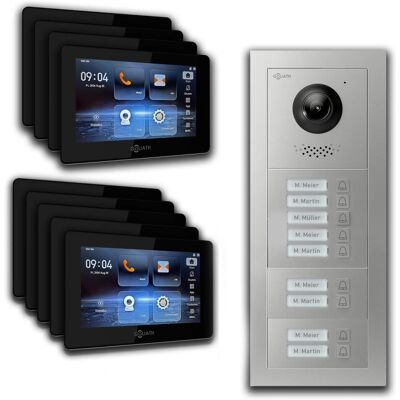 Goliath intercom Goliath 2 Draht BUS Video Türklingel 9 Familienhaus 7 Zoll Schwarz App Silber Unterputz Goliath intercom Goliath 2 Draht BUS Video Türklingel 9 Familienhaus 7 Zoll Schwarz App Silber Unterputz