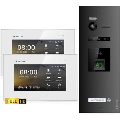 Balter EVO-HD Video-Türsprechanlage mit Fingerprint für Einfamilienhaus mit 2x 7 Zoll Monitor Weiß-Schwarz Balter EVO-HD Video-Türsprechanlage mit Fingerprint für Einfamilienhaus mit 2x 7 Zoll Monitor Weiß-Schwarz