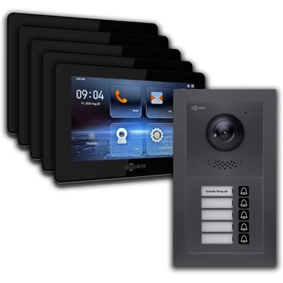 Goliath intercom Goliath IP Video Türsprechanlage 5 Familienhaus 7 Zoll Schwarz App Anthrazit Unterputz Goliath intercom Goliath IP Video Türsprechanlage 5 Familienhaus 7 Zoll Schwarz App Anthrazit Unterputz
