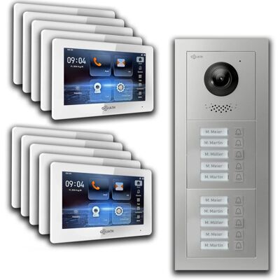 Goliath intercom Goliath 2 Draht BUS Video Türklingel 10 Familienhaus 7 Zoll Weiß App Silber Unterputz Goliath intercom Goliath 2 Draht BUS Video Türklingel 10 Familienhaus 7 Zoll Weiß App Silber Unterputz