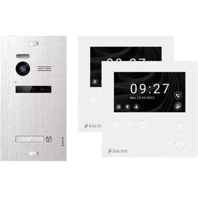 Balter Evo-HD-Mini Video Türsprechanlage Komplettsystem für 1-Familienhaus mit 2x 4,3 Zoll WiFi Monitor Silber Balter Evo-HD-Mini Video Türsprechanlage Komplettsystem für 1-Familienhaus mit 2x 4,3 Zoll WiFi Monitor Silber