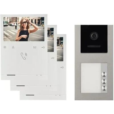 Balter Evo Quick Aufputz Video Türsprechanlage für 3 Familienhaus mit 3x 4,3 Zoll Monitor 2-Draht Bus Grau Balter Evo Quick Aufputz Video Türsprechanlage für 3 Familienhaus mit 3x 4,3 Zoll Monitor 2-Draht Bus Grau