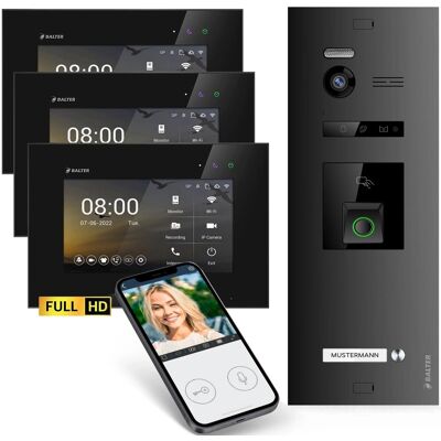 Balter EVO-HD Video-Türsprechanlage mit Fingerprint und App für Einfamilienhaus mit 3x 7 Zoll Monitor Schwarz Balter EVO-HD Video-Türsprechanlage mit Fingerprint und App für Einfamilienhaus mit 3x 7 Zoll Monitor Schwarz