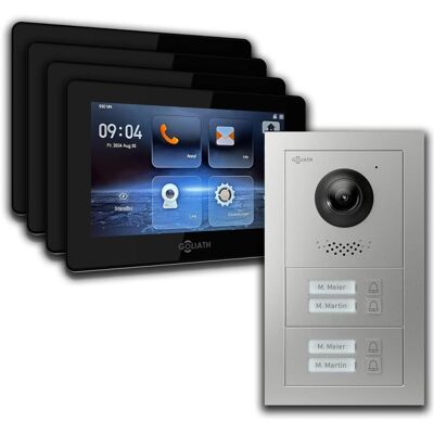 Goliath intercom Goliath IP Video Türsprechanlage 4 Familienhaus 7 Zoll Schwarz App Silber Unterputz Goliath intercom Goliath IP Video Türsprechanlage 4 Familienhaus 7 Zoll Schwarz App Silber Unterputz