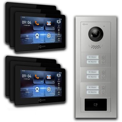 Goliath intercom Goliath 2 Draht BUS Video Türklingel 6 Familienhaus 7 Zoll Schwarz RFID App Silber Unterputz Goliath intercom Goliath 2 Draht BUS Video Türklingel 6 Familienhaus 7 Zoll Schwarz RFID App Silber Unterputz