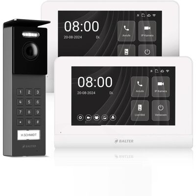 Balter Entri S Video Türsprechanlage App Komplettset Einfamilienhaus mit 2x 7 Zoll Monitor Aufputz Balter Entri S Video Türsprechanlage App Komplettset Einfamilienhaus mit 2x 7 Zoll Monitor Aufputz