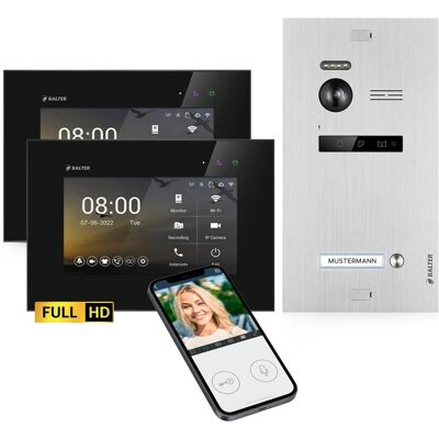 Balter EVO-HD Video-Türsprechanlage mit App für Einfamilienhaus mit 2x 7 Zoll Monitor Silber-Schwarz Balter EVO-HD Video-Türsprechanlage mit App für Einfamilienhaus mit 2x 7 Zoll Monitor Silber-Schwarz
